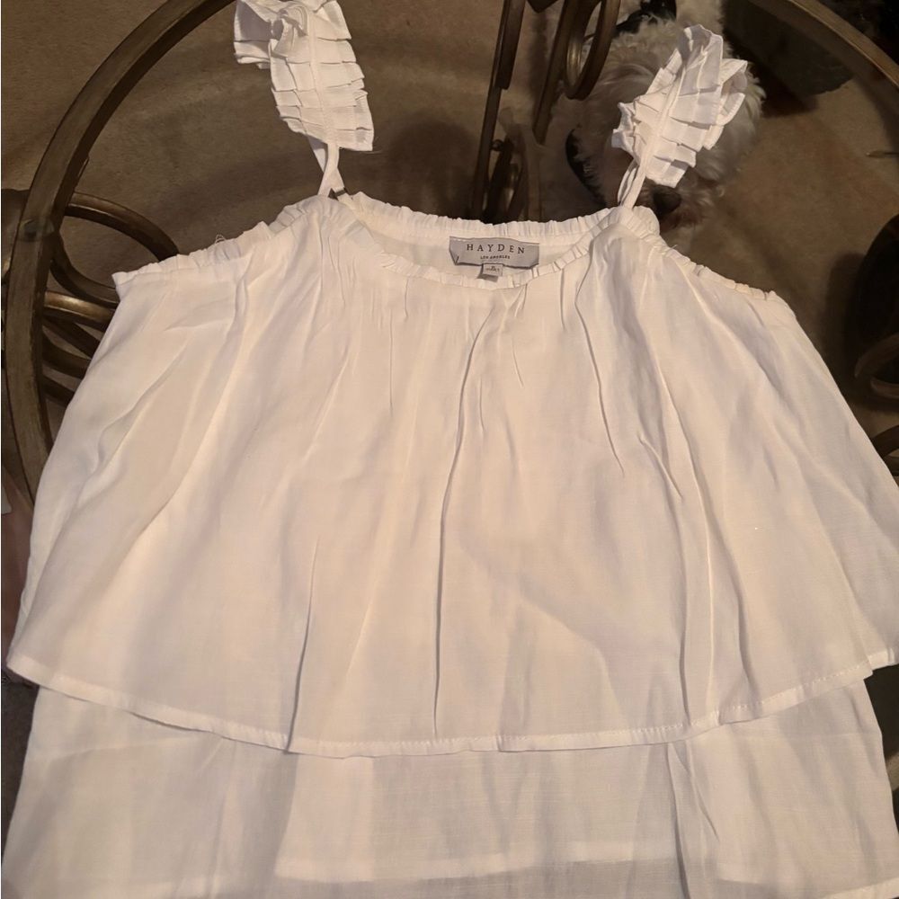 Hayden White Ruffled Tiered Camisole